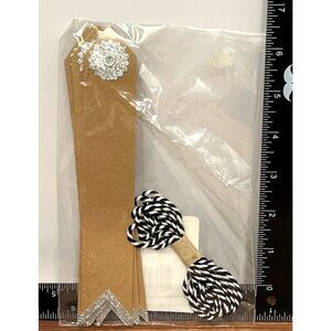 Brown Kraft Paper Gift Tags With silver Glitter & String 6 pack